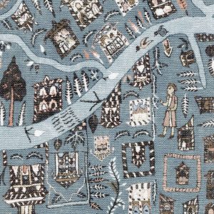 The Map Maxi Blue Almond Fabric, Fabrics in Naas