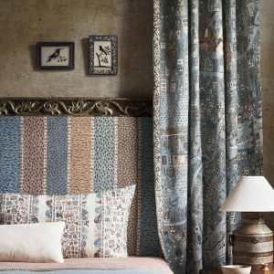 Asha Stripe Blue Almond Fabric, Fabrics in Kildare