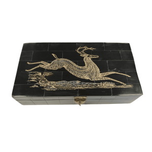 Deer Running Engraved Horn Box in naas