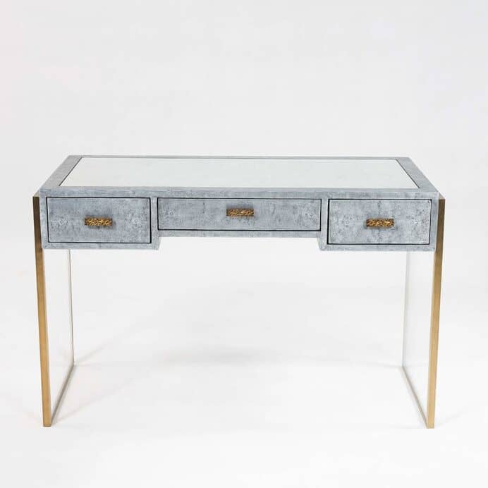 Furniture Brooklyn Dressing Table Faux Shagreen Zinc Kildare