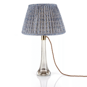 alt="fermoie blue round lampshade"